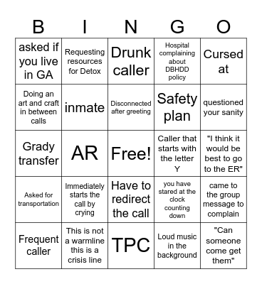 GCAL/988 Bingo Spicy Friday Edition Bingo Card