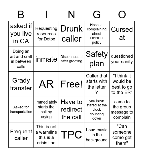 GCAL/988 Bingo Spicy Friday Edition Bingo Card