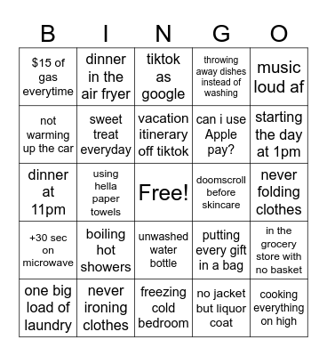 Yung Ho bingo Card
