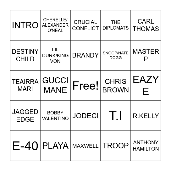 TLOVE FAVES Bingo Card