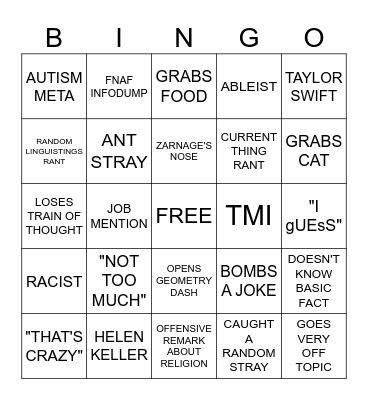 VIOLET ON CALL Bingo Card