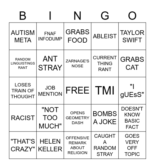 VIOLET ON CALL Bingo Card