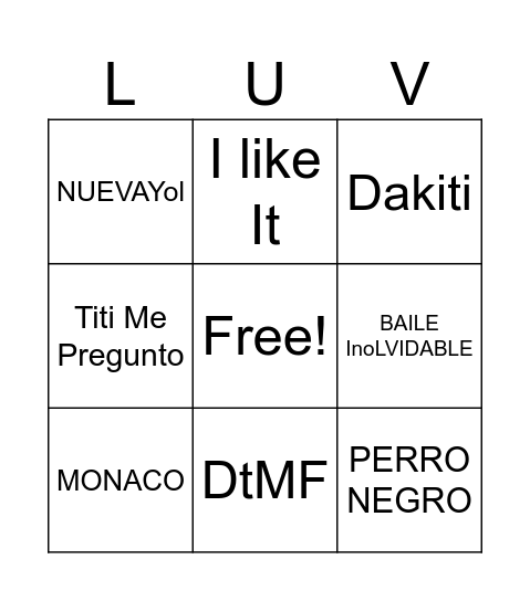 BENITO BINGO Card