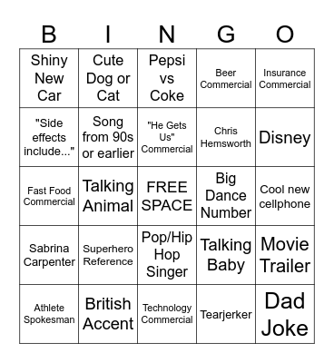 SUPERBOWL LX Bingo Card