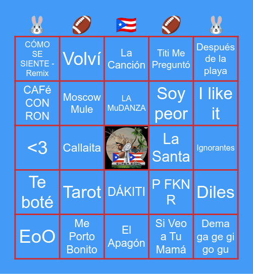 BAD BUNNY SUPER BOWL Bingo Card