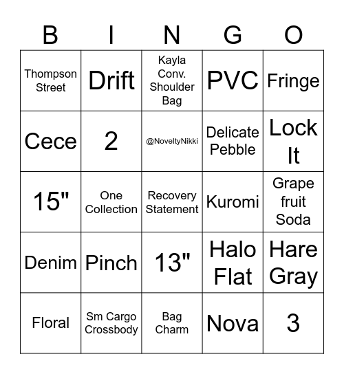 Kate Spade Bingo Card