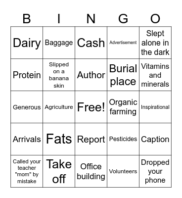 ENGLISH CASA CLUB Bingo Card