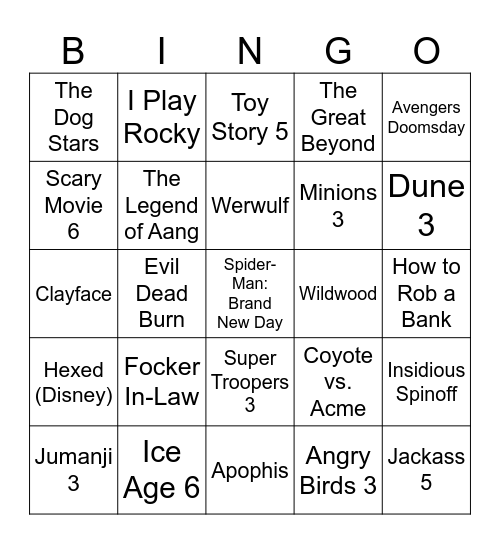 New Trailers & Teasers at the SuperBowl Bingo Card