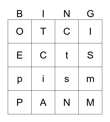 Letters bingo Card