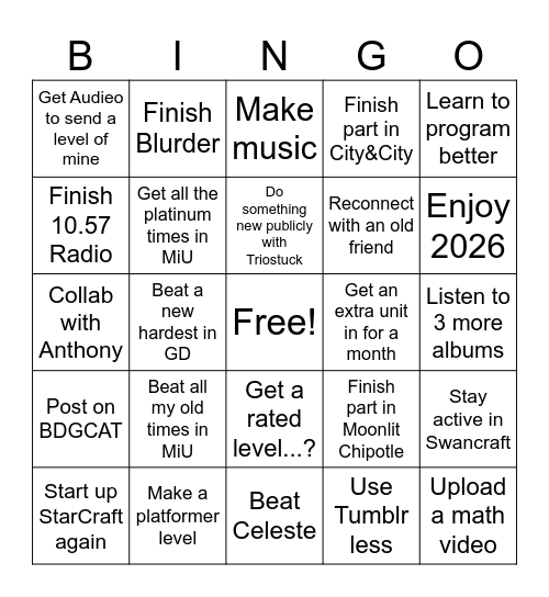 2026 Bingo Card