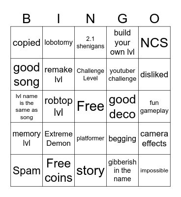 gd bingo hehe haha Bingo Card