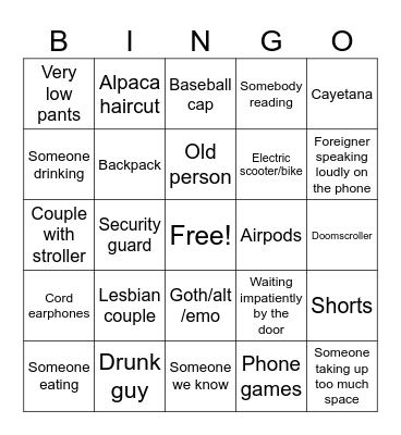 FGC Bingo Card