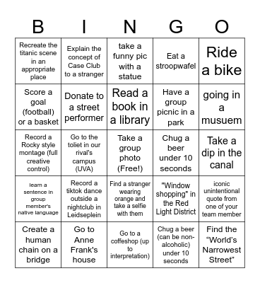 Amsterdam Bingo Card