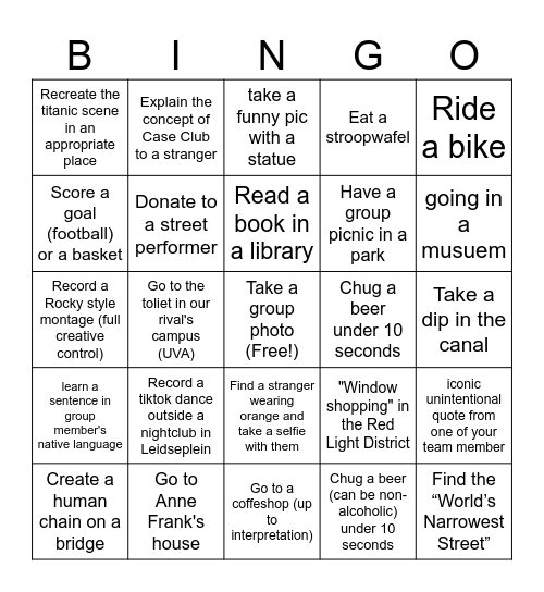Amsterdam Bingo Card