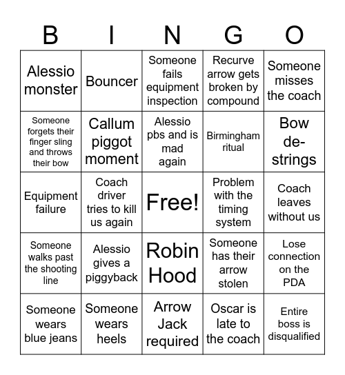 BUCs Manchester Qualifiers Bingo Card