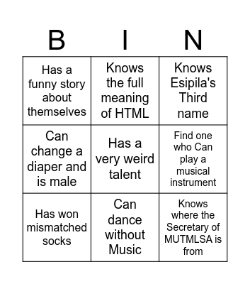 MUTMLSA Symposium Bingo Card
