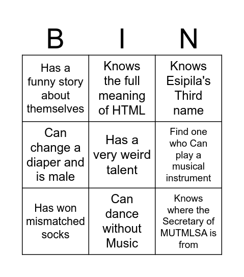 MUTMLSA Symposium Bingo Card