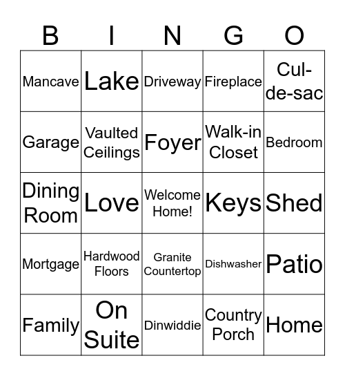 Sharese and Damon's Housewarming Bingo Card