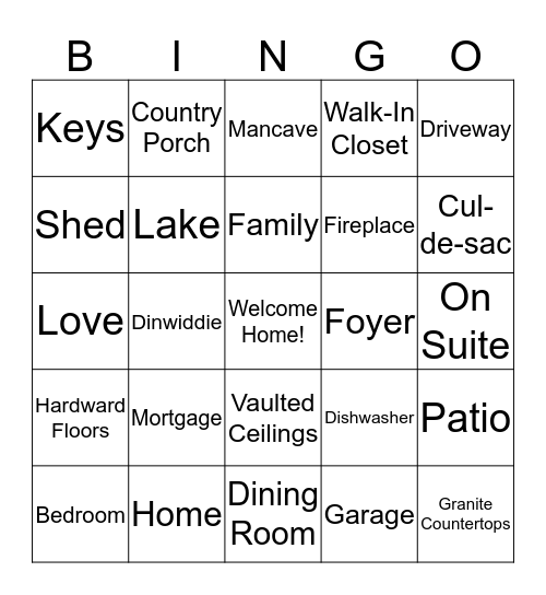 Sharese and Damon's Housewarming Bingo Card