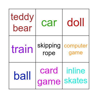 toys Bingo Card