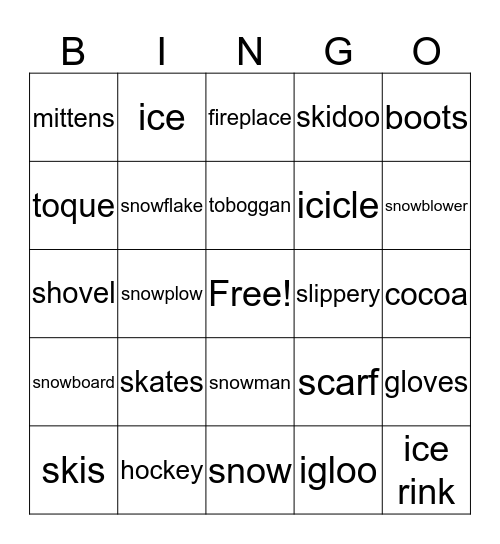 WINTER IN EDMONTON Bingo Card