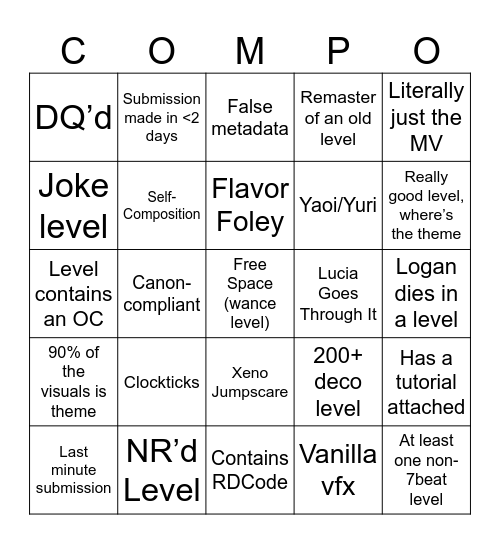 Compo 22: New Bingo Card