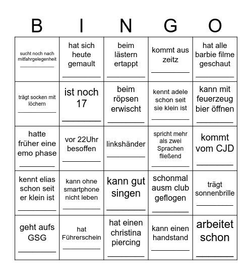 adele + elias geburtstagsbingo Card