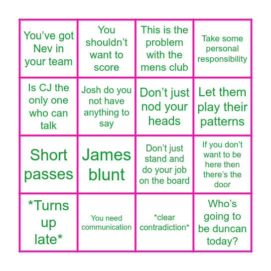 Craig Bingo Card Bingo Card
