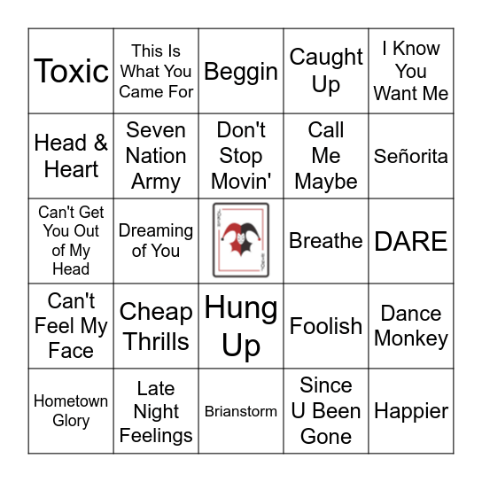 Noughties/2010's Bingo Card