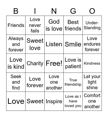 Love thy neighbor Bingo Card