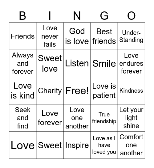 Love thy neighbor Bingo Card