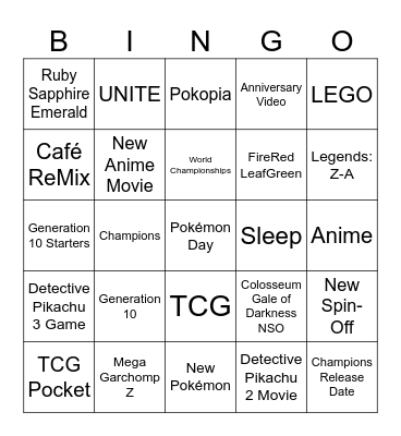 Pokémon Day 2025 Presents Bingo Card