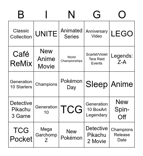 Pokémon Day 2025 Presents Bingo Card