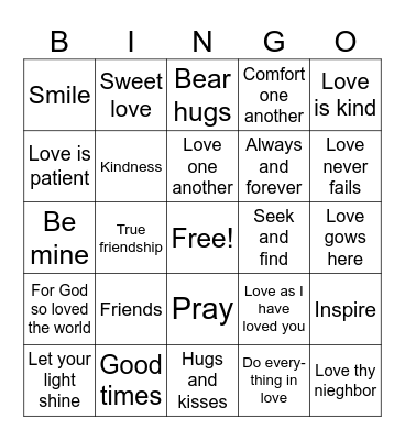 Love thy neighbor Bingo Card