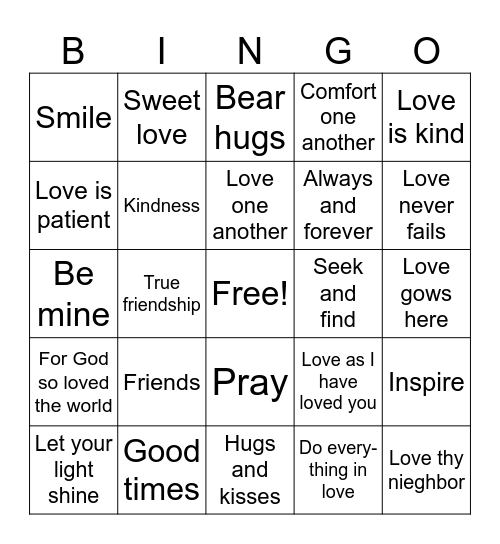 Love thy neighbor Bingo Card