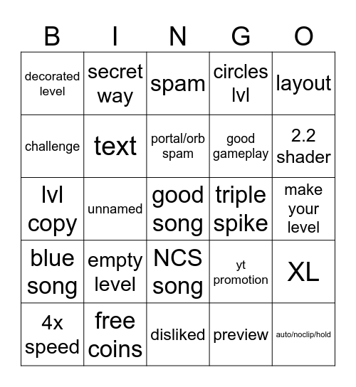 Recent tab Bingo Card