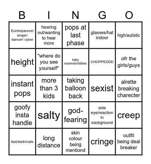 pop le balwoon Bingo Card
