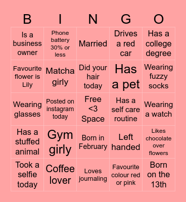 Galentine’s Day <3 Bingo Card
