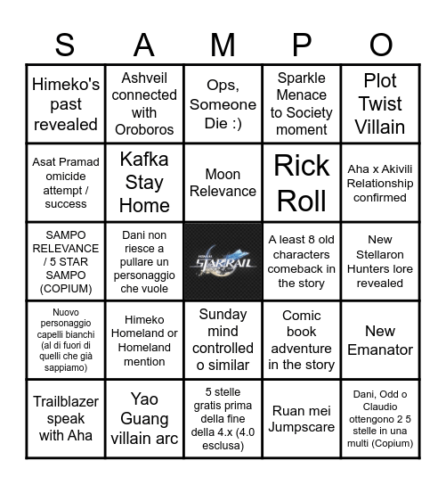 HSR (Planarcadia Edition) Bingo Card