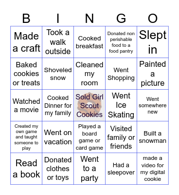 Winter Break Bingo Card