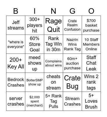 Lethal Love Card Bingo Card