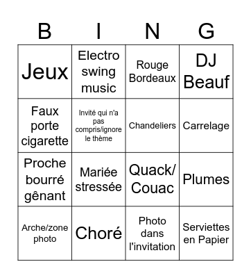 SISTER WEDDING Bingo Card