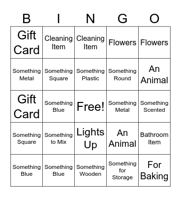 Bridal Shower Gift Bingo Card