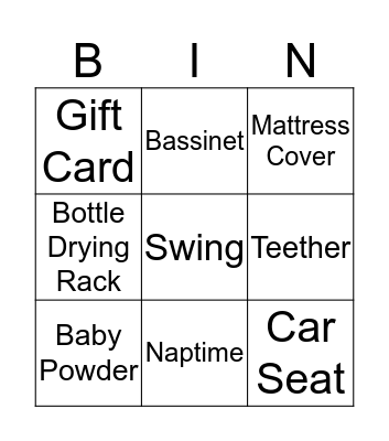 Baby Bingo Card