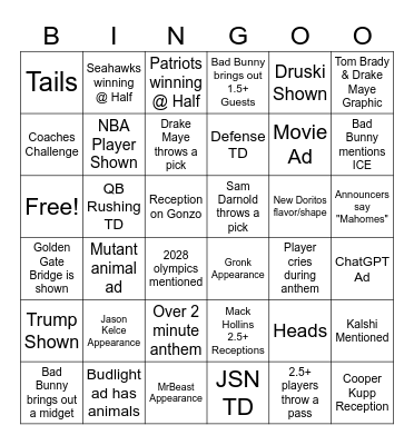 Soup Bingo Card