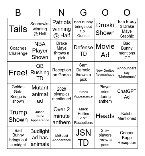 Soup Bingo Card