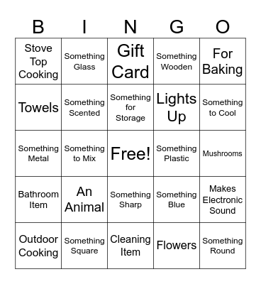 Bridal Shower Gift Bingo Card