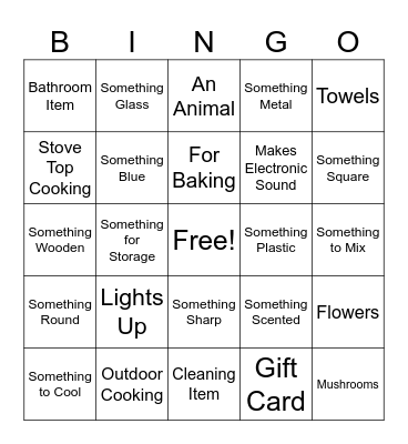 Bridal Shower Gift Bingo Card