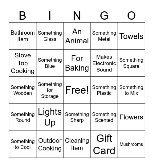 Bridal Shower Gift Bingo Card