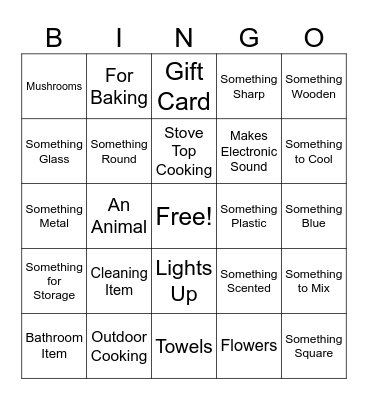 Bridal Shower Gift Bingo Card